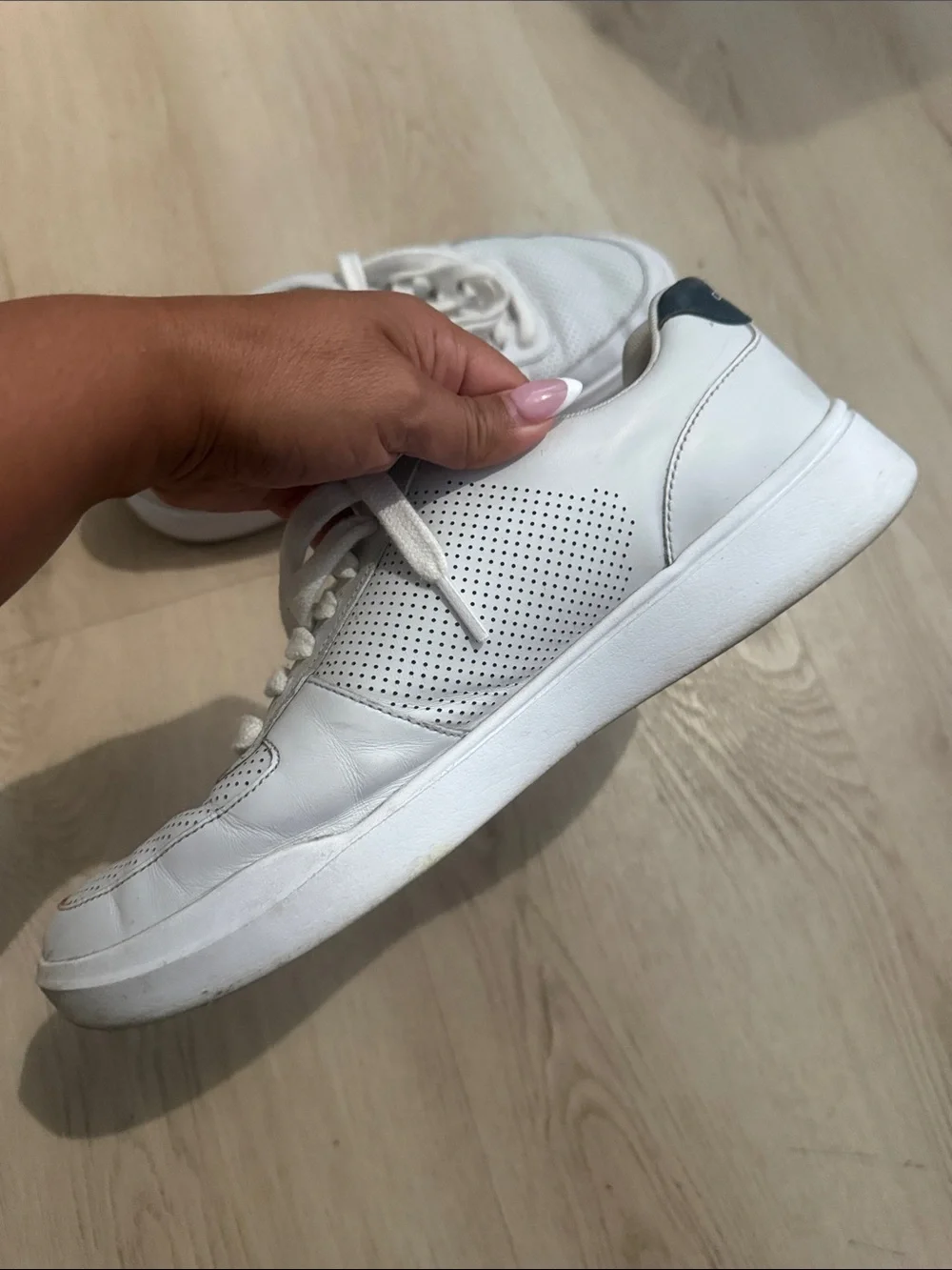 Cole Haan Men’s White Perforated Leather Lace-Up Sneakers